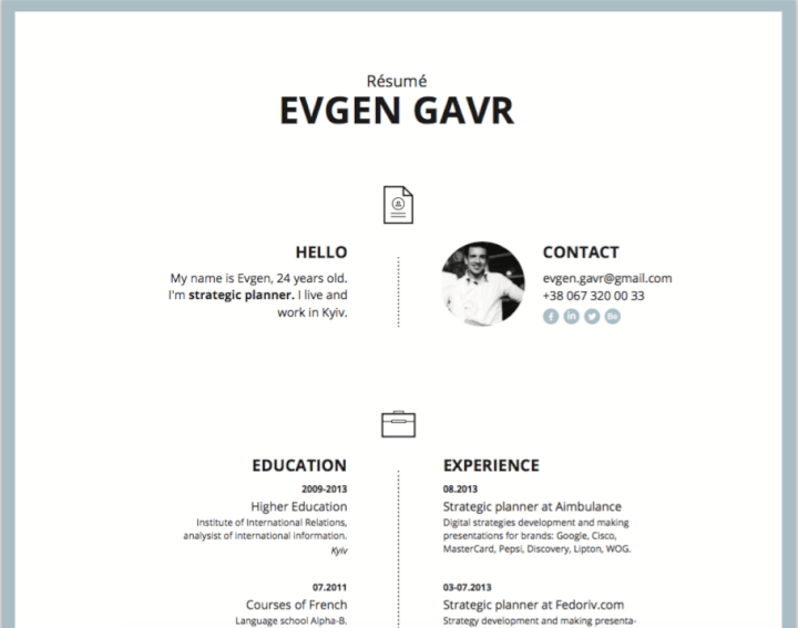 Laconic resume template