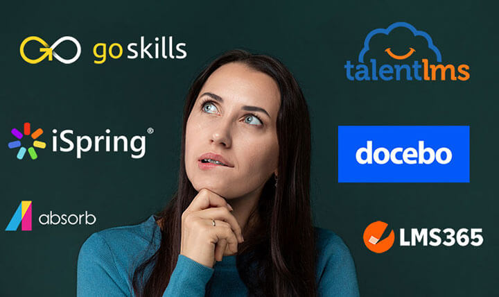Woman thinking about learning management system platforms