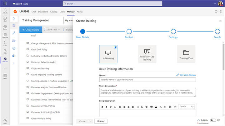 LMS 365 interface screenshot