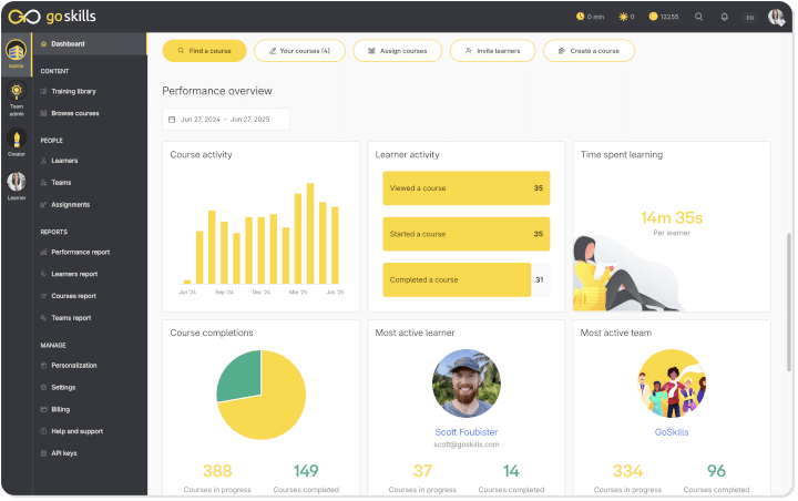 goskills admin dashboard