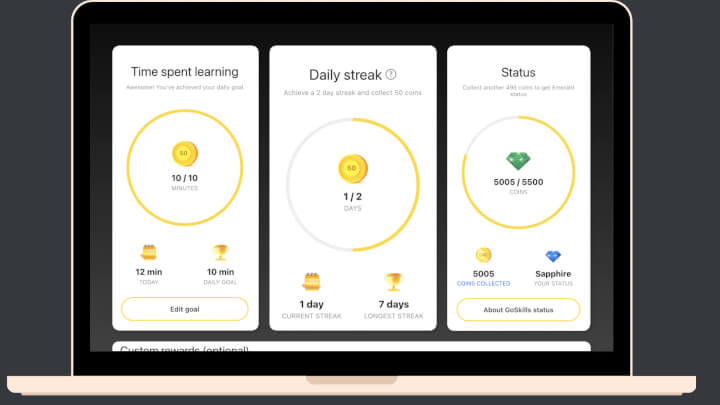 GoSkills LMS mobile interface