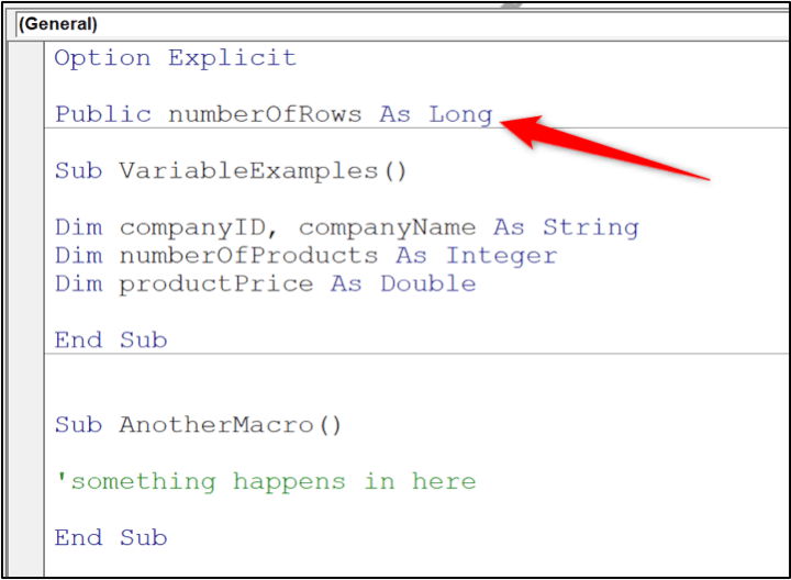 VBA variable types - project scope