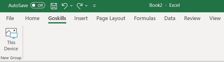 The Excel ribbon - New Tab