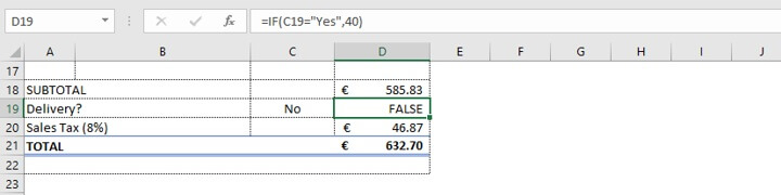 Excel IF function