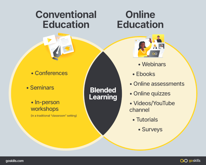 Infographic: conventional vs online education models