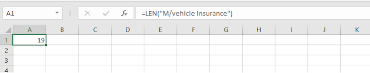LEN function example 2