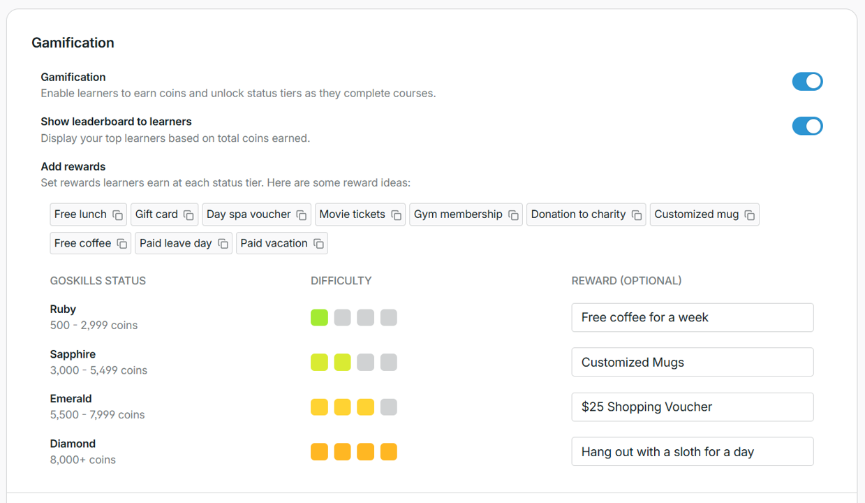 GoSkills LMS gamification
