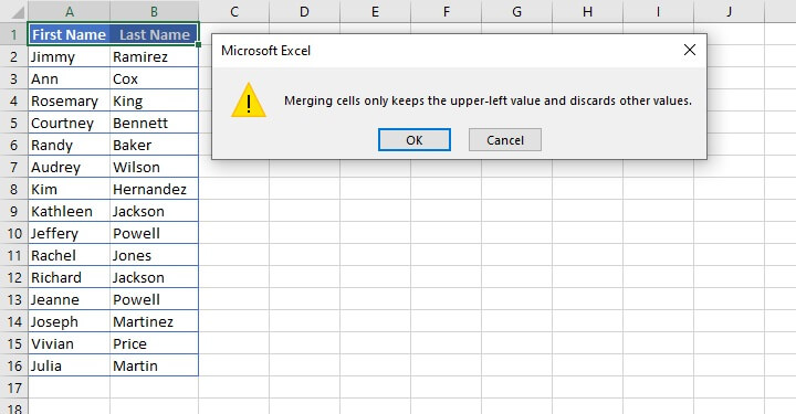 How to merge cells in Excel