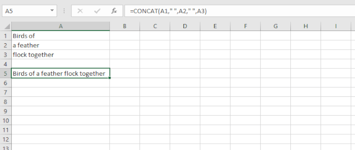 Basic Excel Formulas - CONCAT function