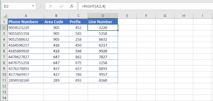 Basic Excel Formulas - LEFT function