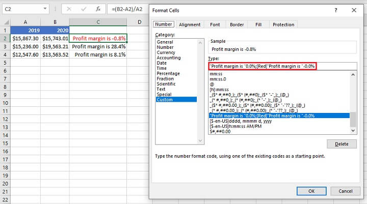 Excel custom number format