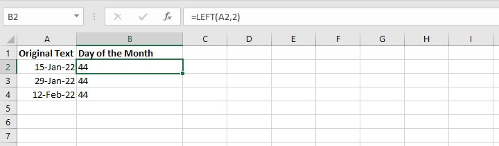 Excel left function
