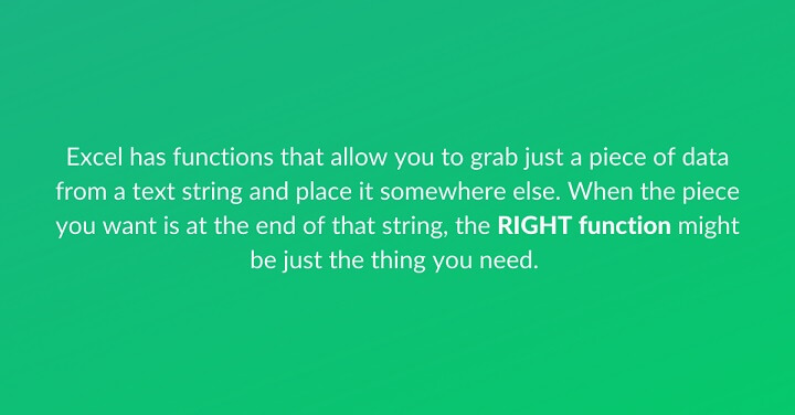 Excel right function