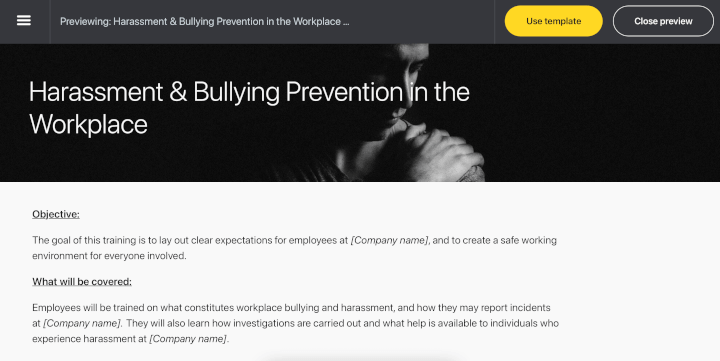 harassment bullying prevention workplace training template