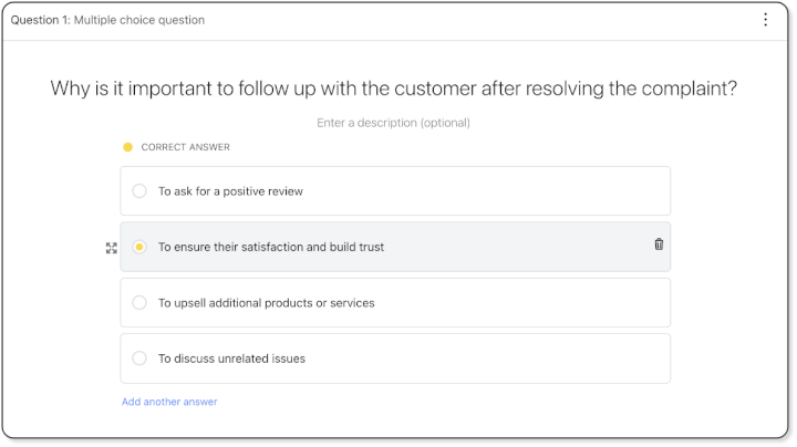 multiple choice quiz