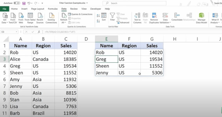 Excel FILTER function
