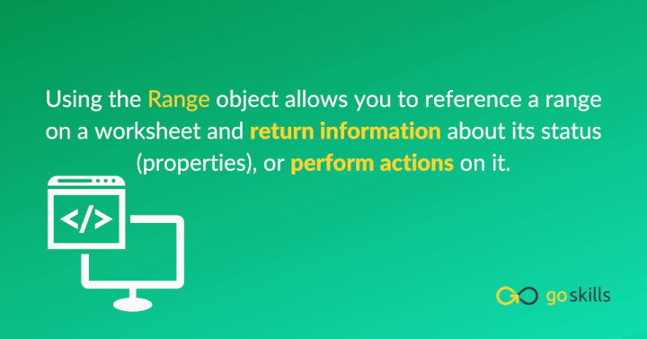 What is VBA range object?