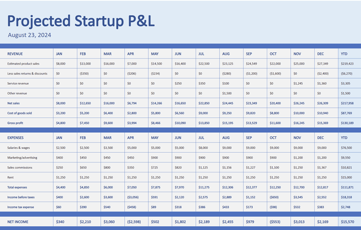 buisness financial plan template