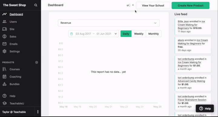 Teachable LMS dashboard
