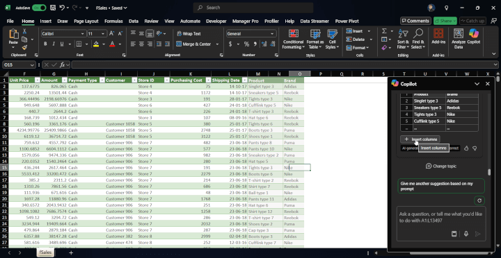 copilot excel prompt Split columns with ease