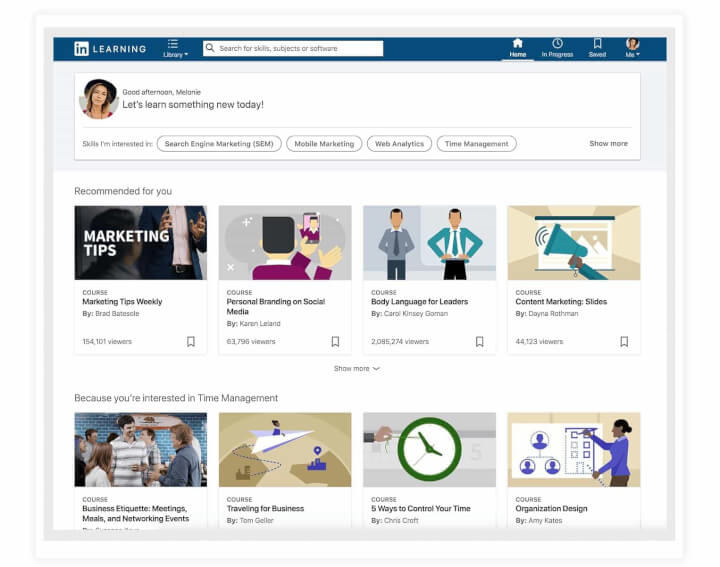 linkedin learning dashboard