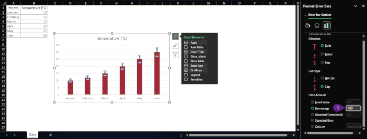 percentage error bar