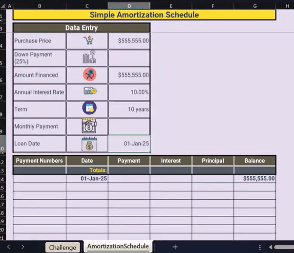loan amortization template
