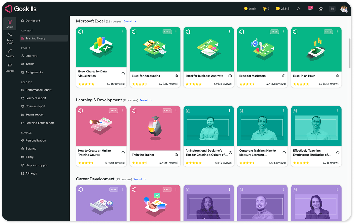 goskills lms admin dashboard