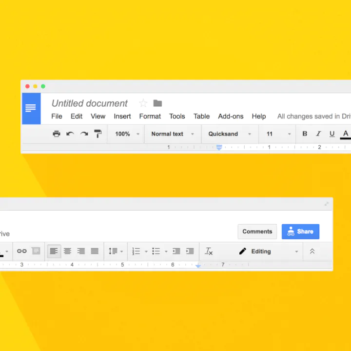 Google docs toolbar