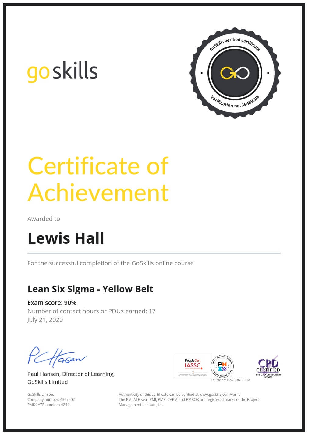 Certificate of Achievement