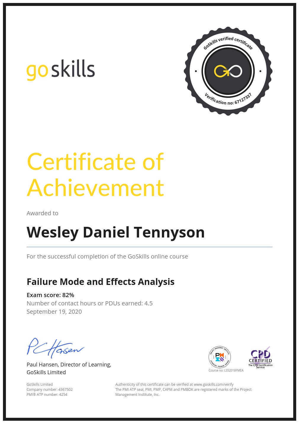 Certificate of Achievement