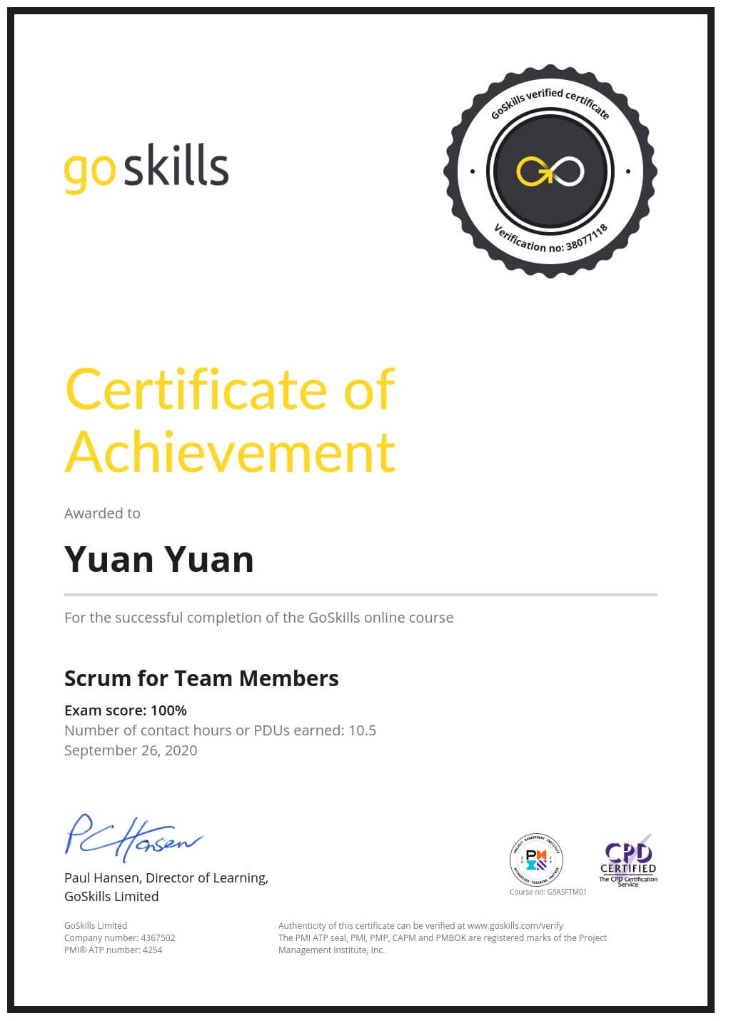Certificate of Achievement