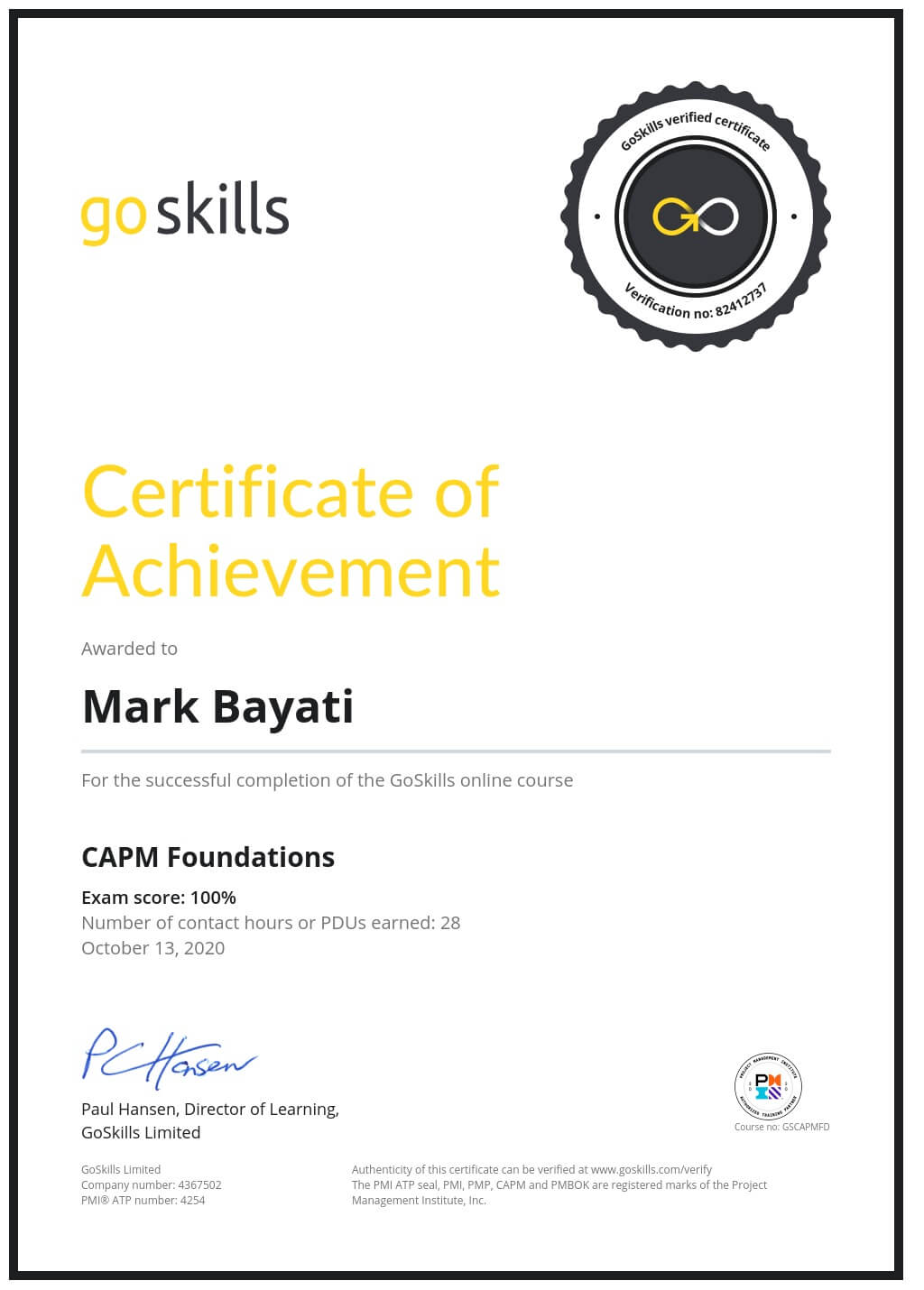 Certificate of Achievement