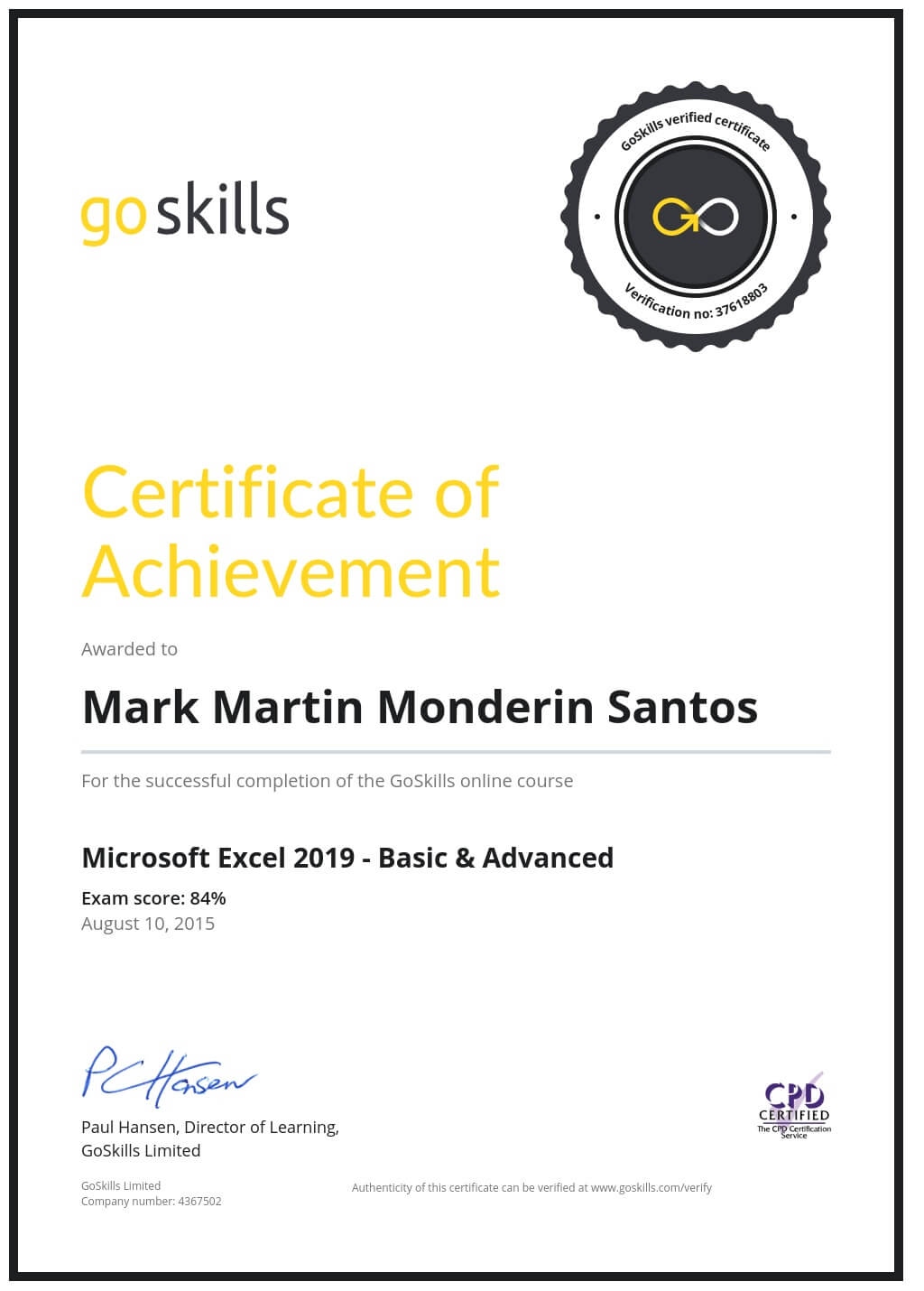 Certificate of Achievement