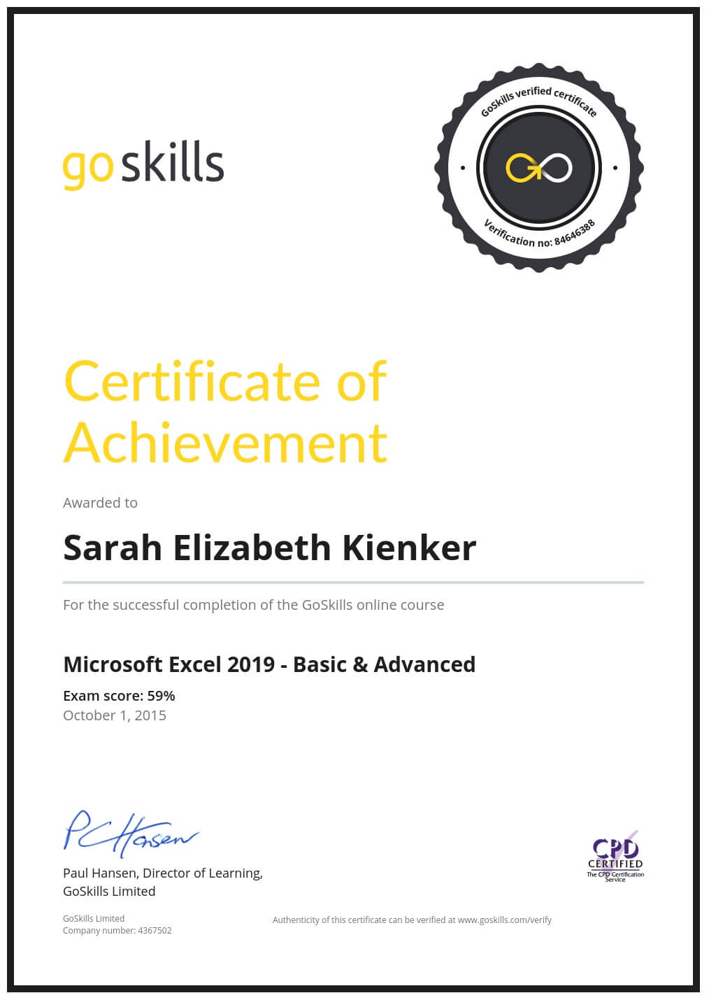 Certificate of Achievement