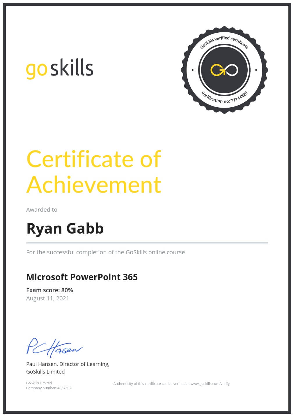 Certificate of Achievement