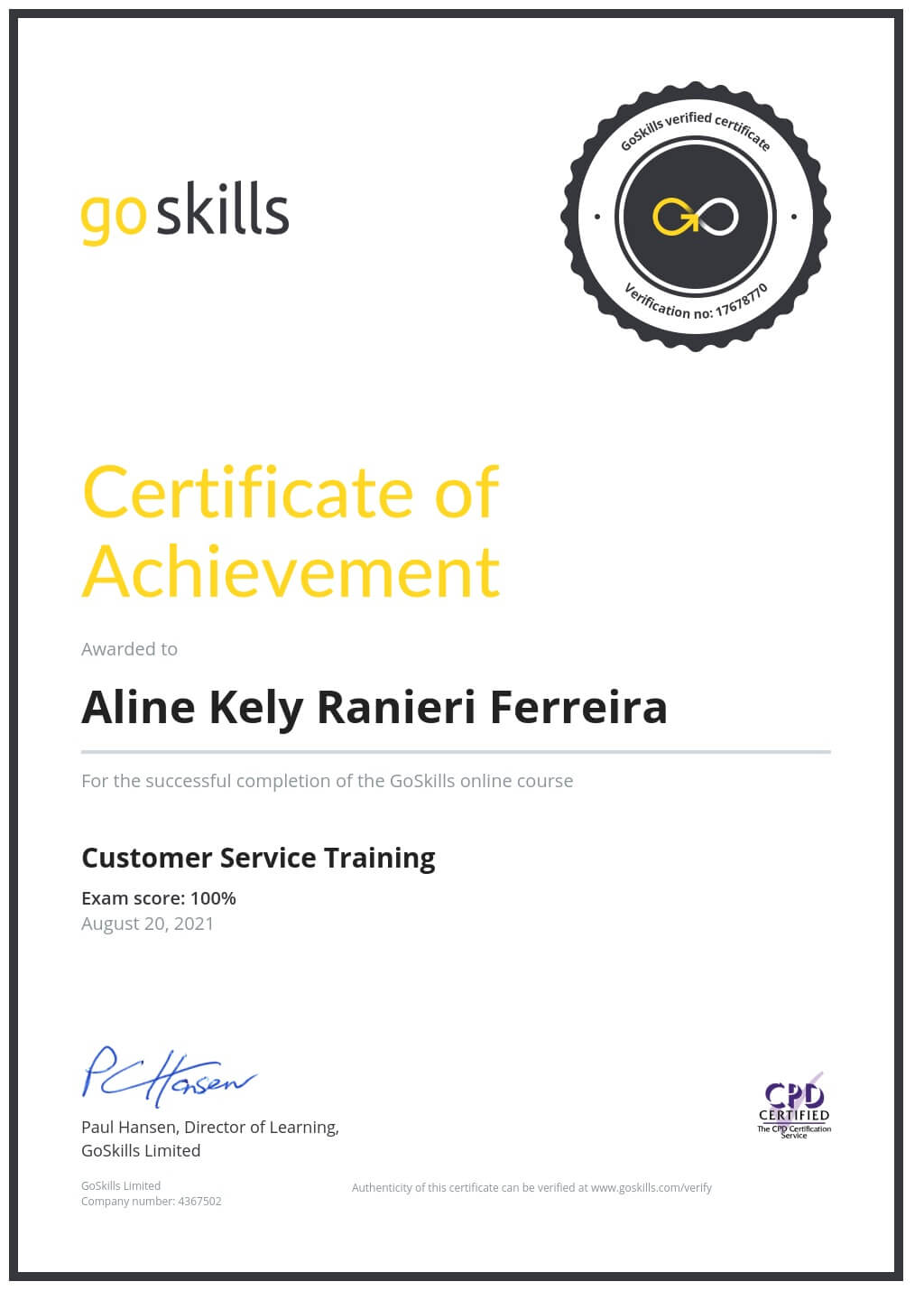 Certificate of Achievement