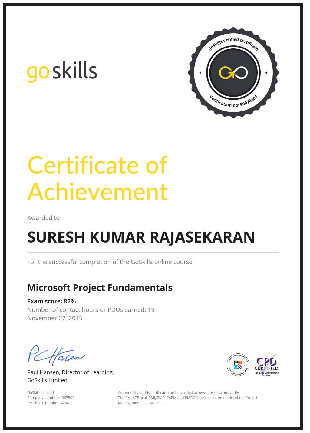 Certificate of Achievement