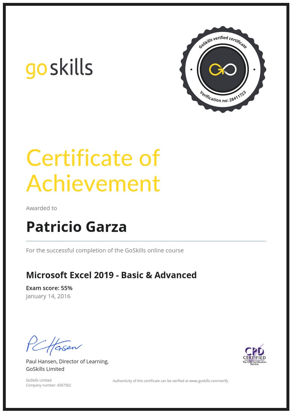 Certificate of Achievement