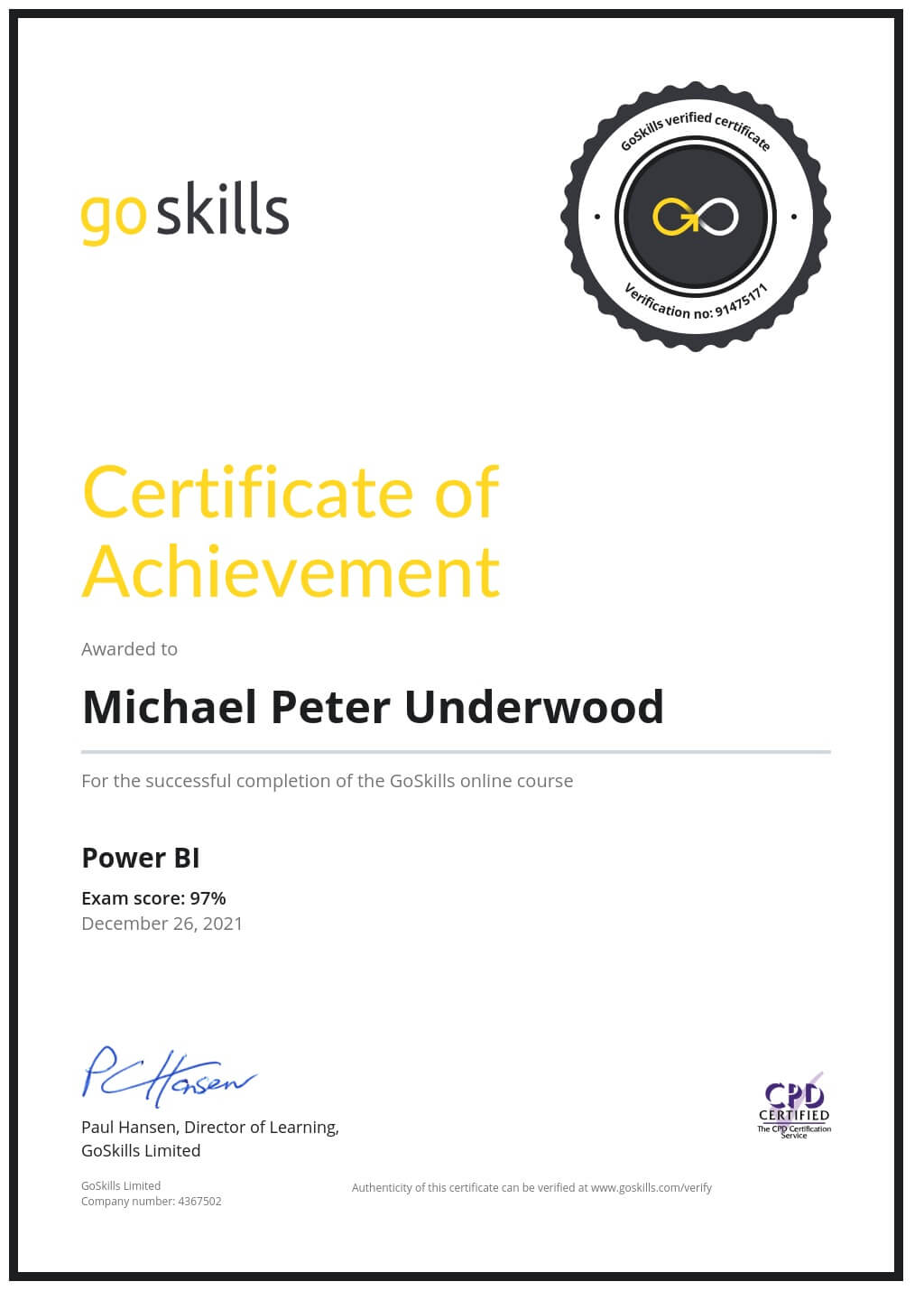 Certificate of Achievement