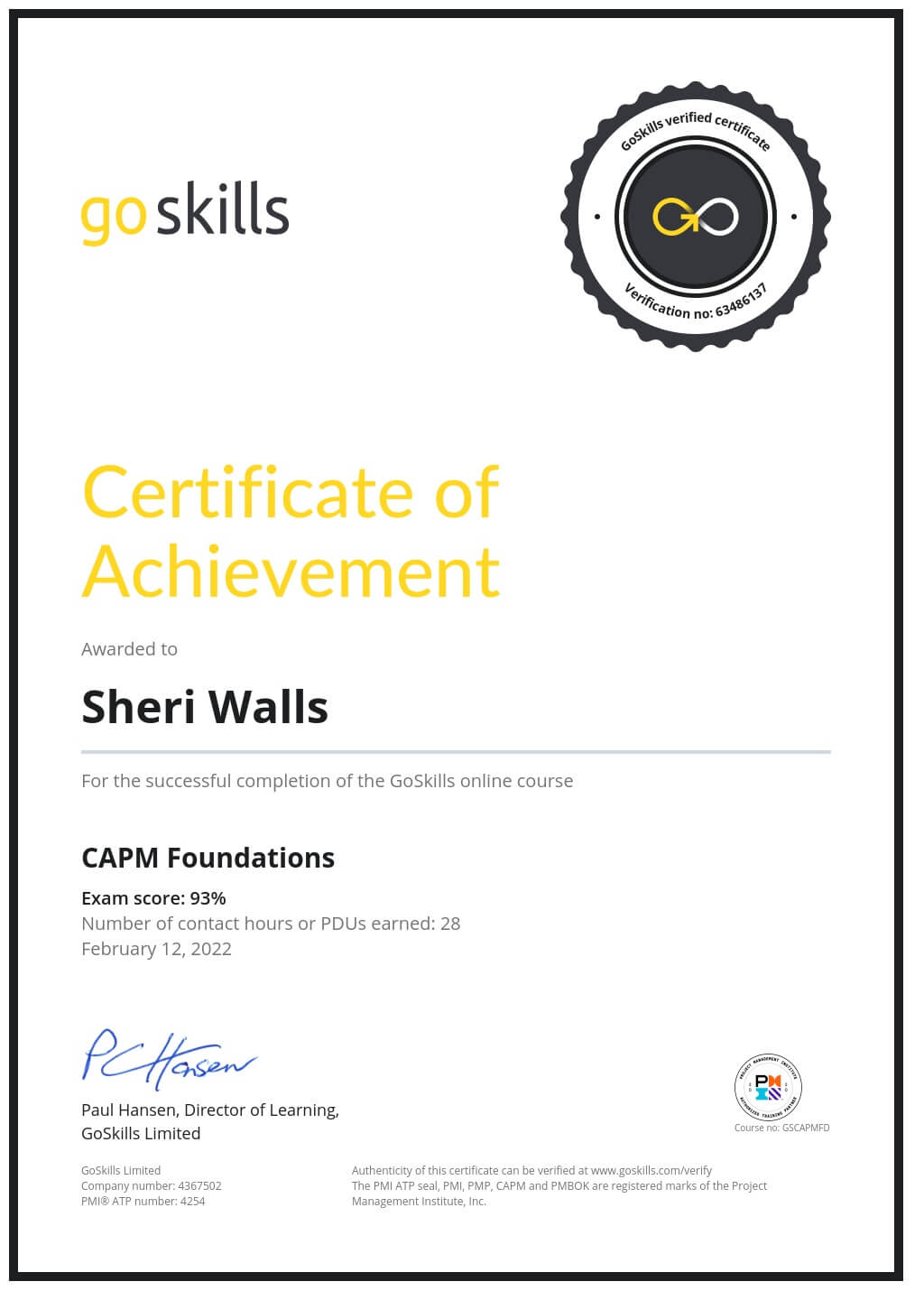 Certificate of Achievement