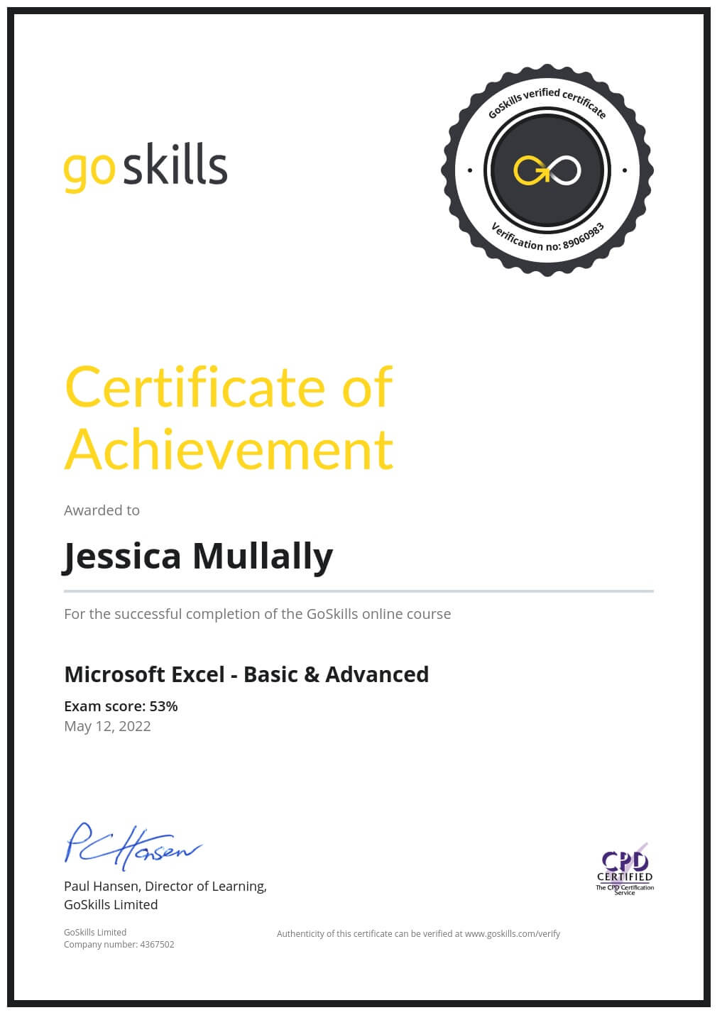 Certificate of Achievement
