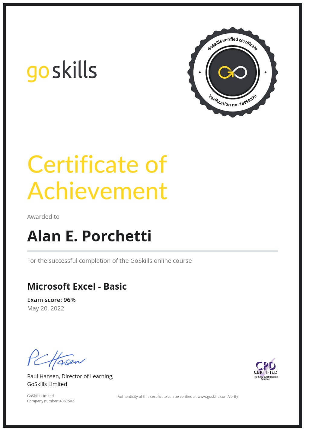 Certificate of Achievement
