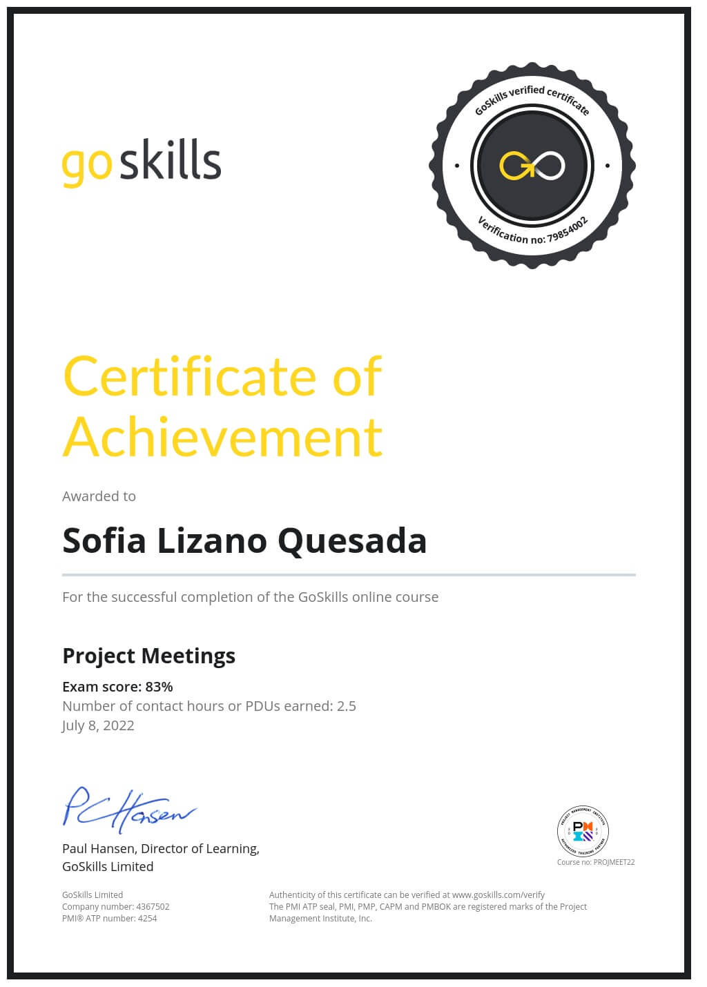 Certificate of Achievement