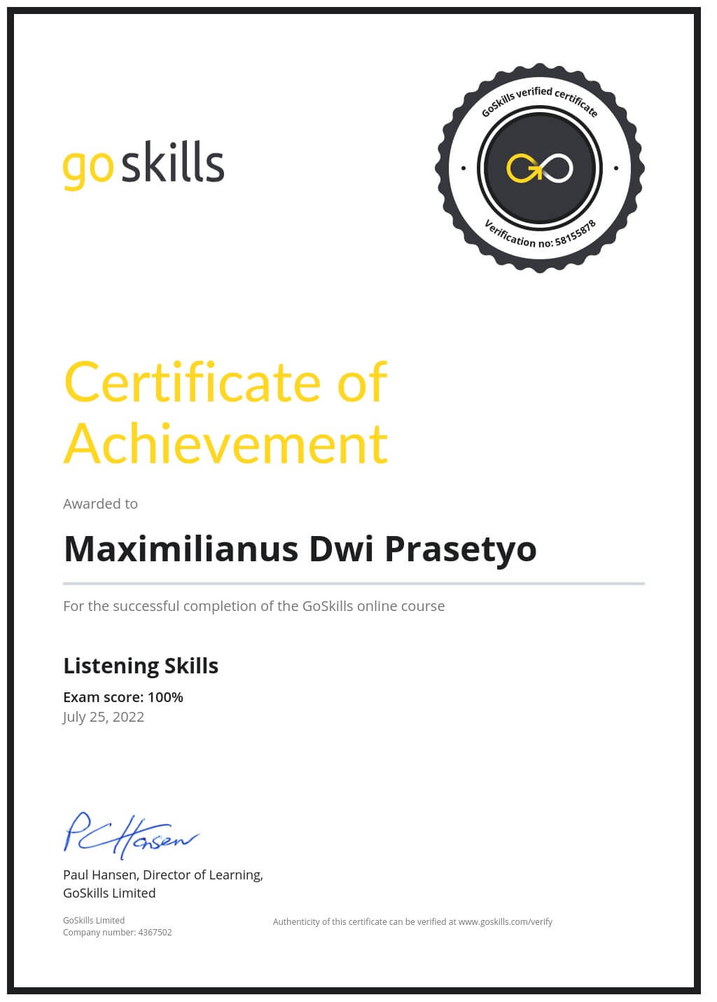 Certificate of Achievement