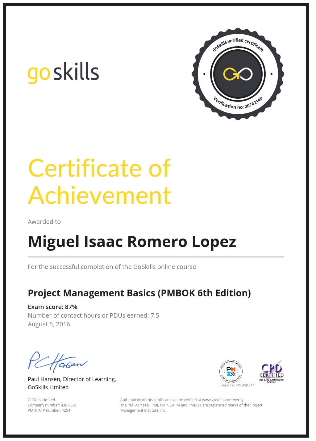 Certificate of Achievement
