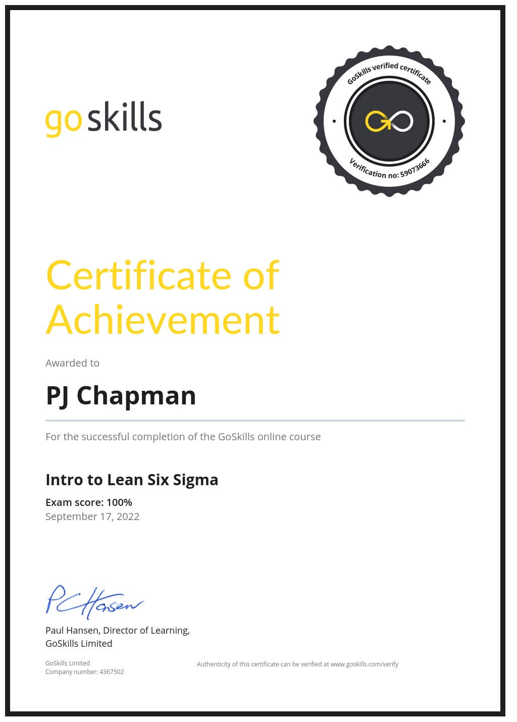 Certificate of Achievement