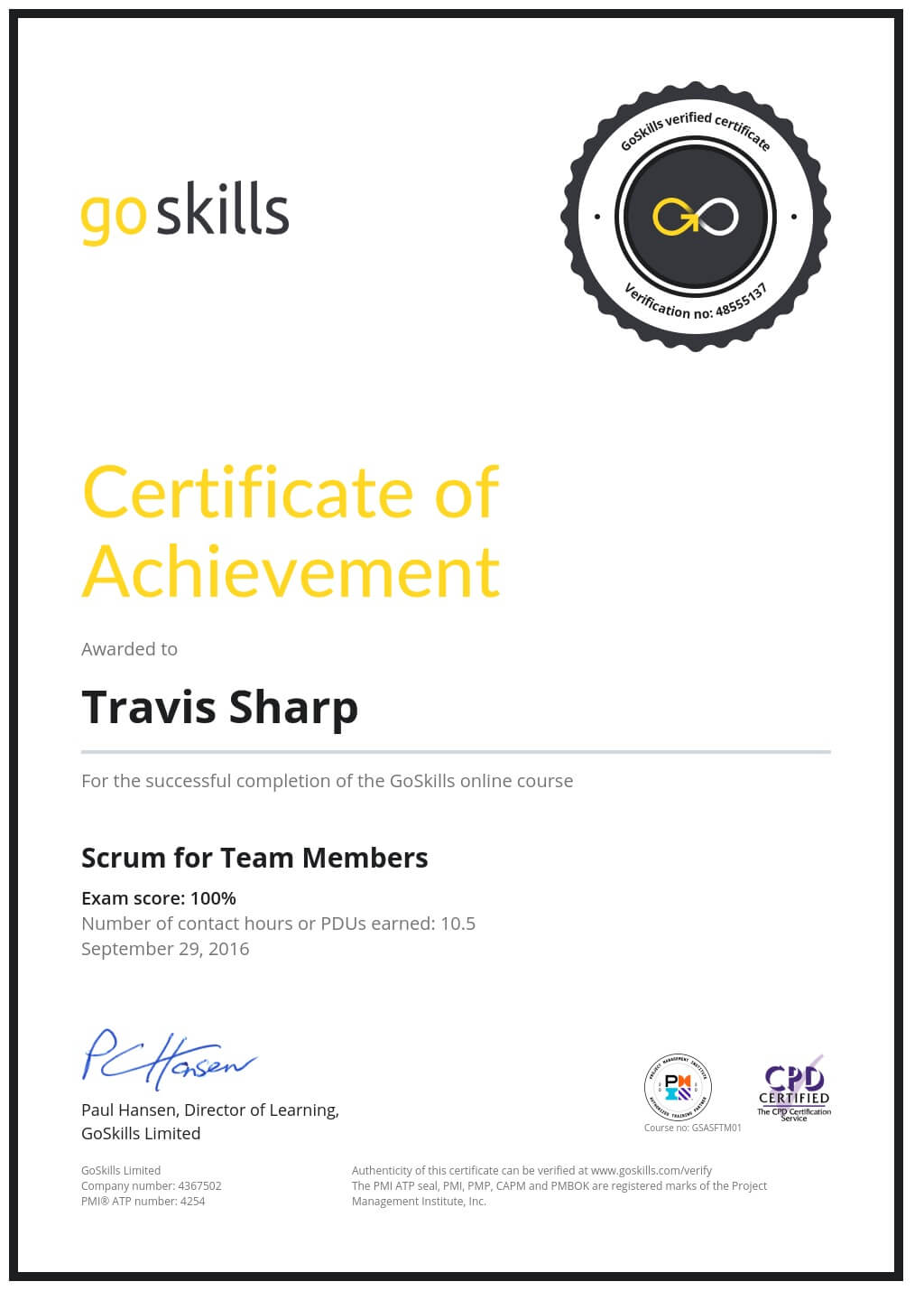 Certificate of Achievement