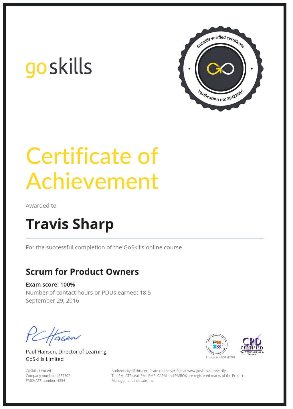 Certificate of Achievement