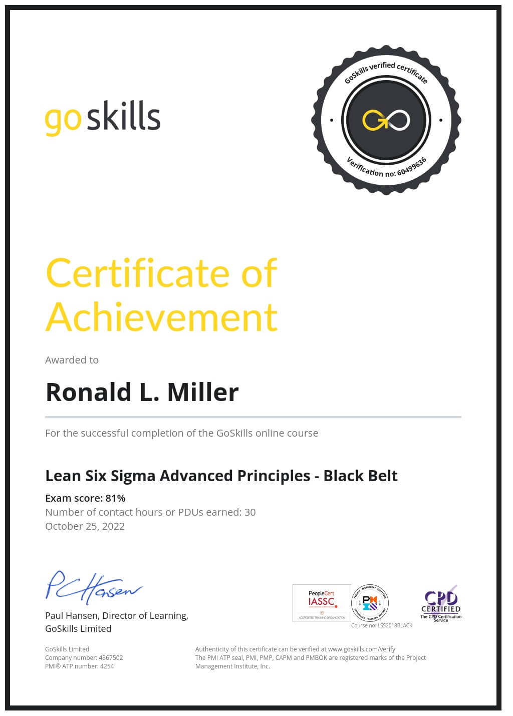 Certificate of Achievement